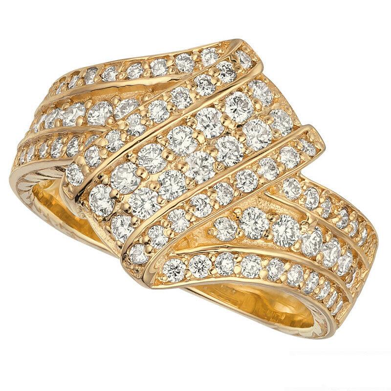 Contemporary 1.05 Carat Natural Diamond Cocktail Ring G SI 14K Yellow Gold For Sale