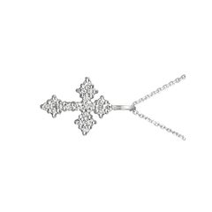 1.05 Carat Natural Diamond Cross Necklace 14 Karat White Gold G SI Chain