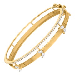 Brazalete de oro amarillo de 14k con diamantes naturales de 1,05 ct