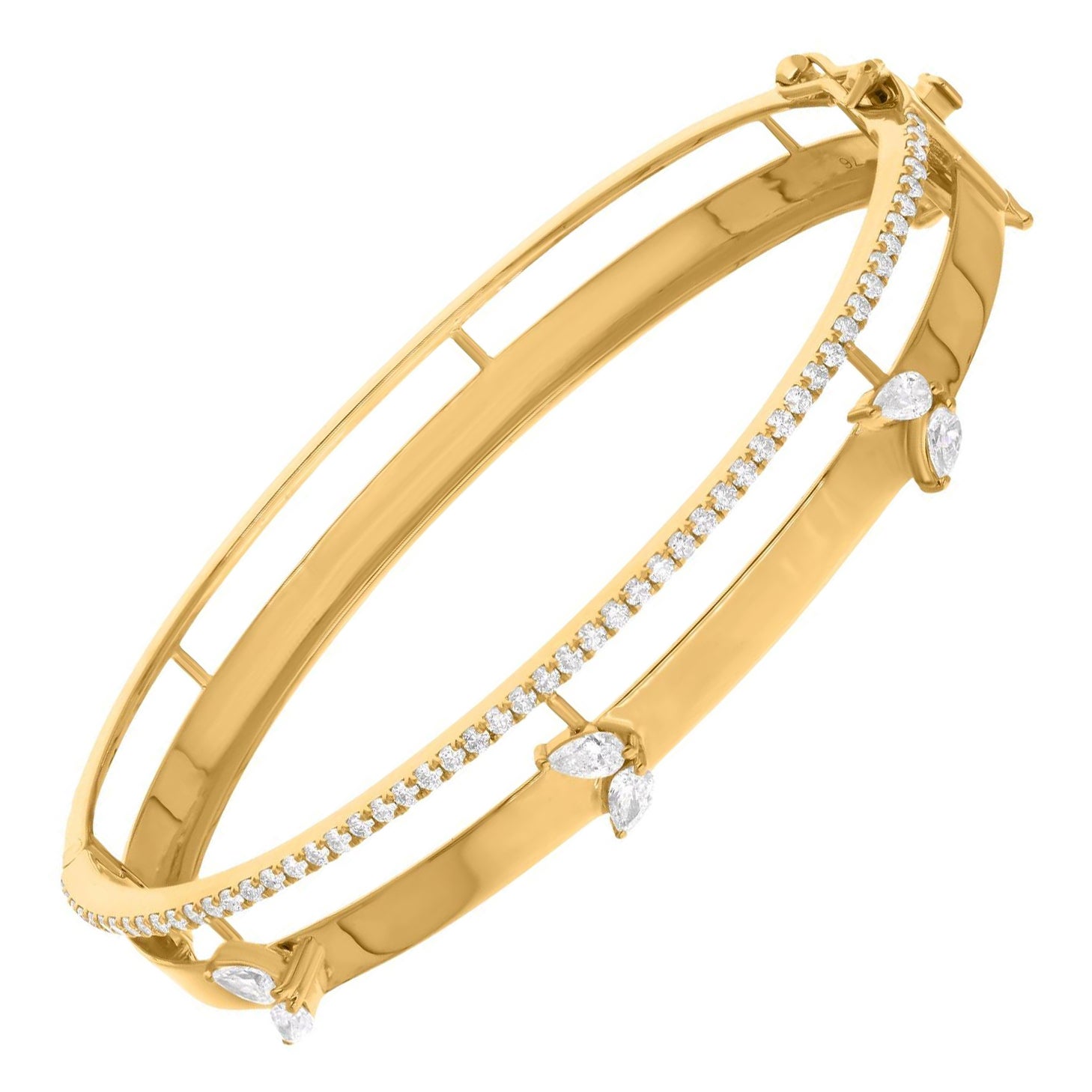1.05 Carat Natural Diamond Cuff Bracelet 18 Karat Yellow Gold Fine Jewelry