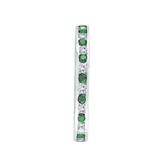 1.05 Carat Natural Diamond and Emerald Eternity Channel Ring Band 14 Karat Gold