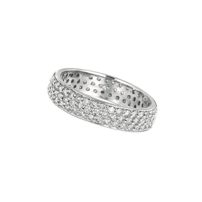 Contemporary 1.05 Carat Natural Diamond Eternity Ring Band G SI 14 Karat White Gold For Sale