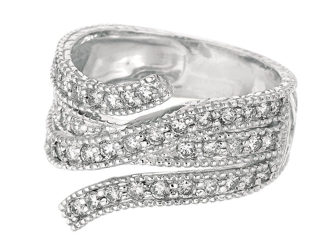 For Sale:  1.05 Carat Natural Diamond Fashion Ring Band G SI 14 Karat White Gold 2