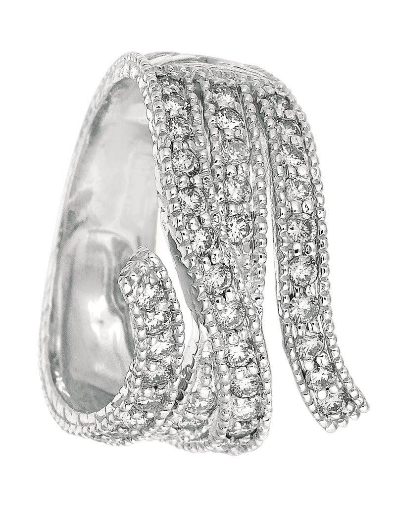 For Sale:  1.05 Carat Natural Diamond Fashion Ring Band G SI 14 Karat White Gold 3