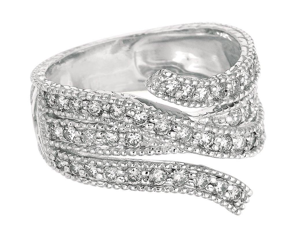 For Sale:  1.05 Carat Natural Diamond Fashion Ring Band G SI 14 Karat White Gold 4