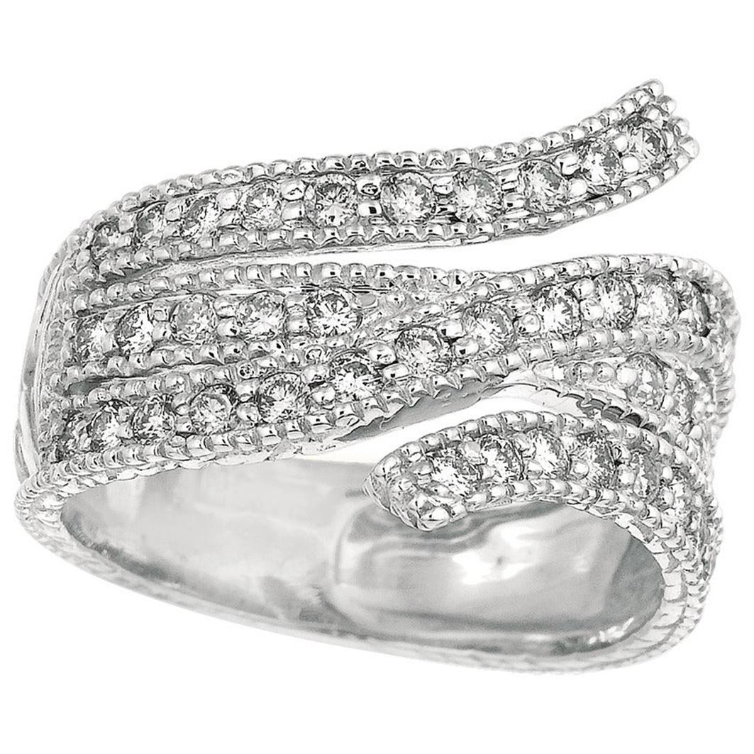 1.05 Carat Natural Diamond Fashion Ring Band G SI 14 Karat White Gold For Sale