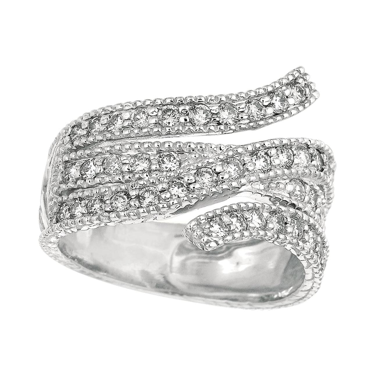 For Sale:  1.05 Carat Natural Diamond Fashion Ring Band G SI 14 Karat White Gold