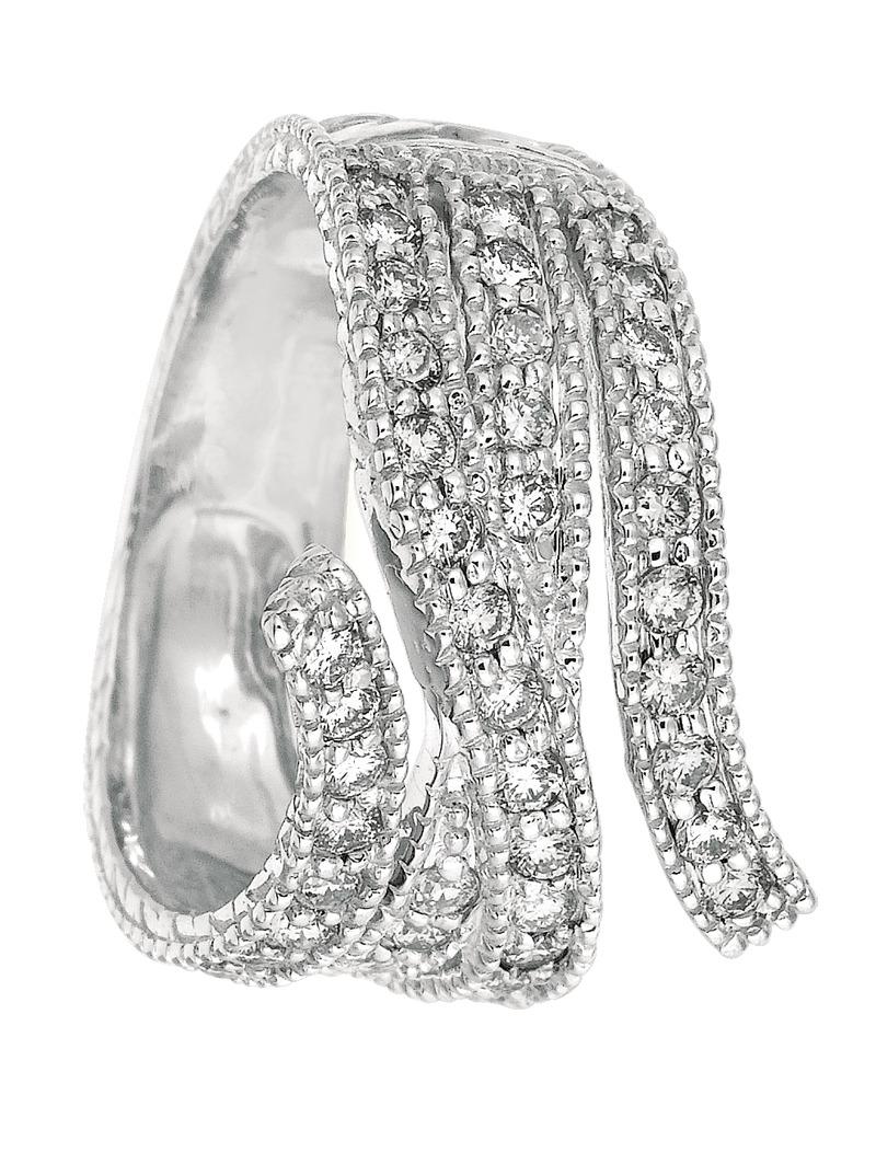 Contemporary 1.05 Carat Natural Diamond Fashion Ring Band G SI 14 Karat White Gold For Sale