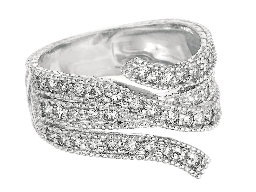 Round Cut 1.05 Carat Natural Diamond Fashion Ring Band G SI 14 Karat White Gold For Sale