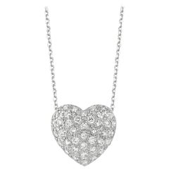 1.05 Carat Natural Diamond Heart Necklace Pendant 14 Karat White Gold G SI