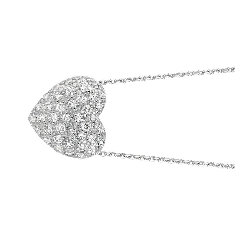 1.05 Carat Natural Diamond Heart Necklace 14K White Gold G SI 18 inches chain

100% Natural Diamonds, Not Enhanced in any way Round Cut Diamond Necklace
1.05CT
G-H
SI
9/16 inch in height, 5/8 inch in width
14K White Gold Pave style 4 grams
40
