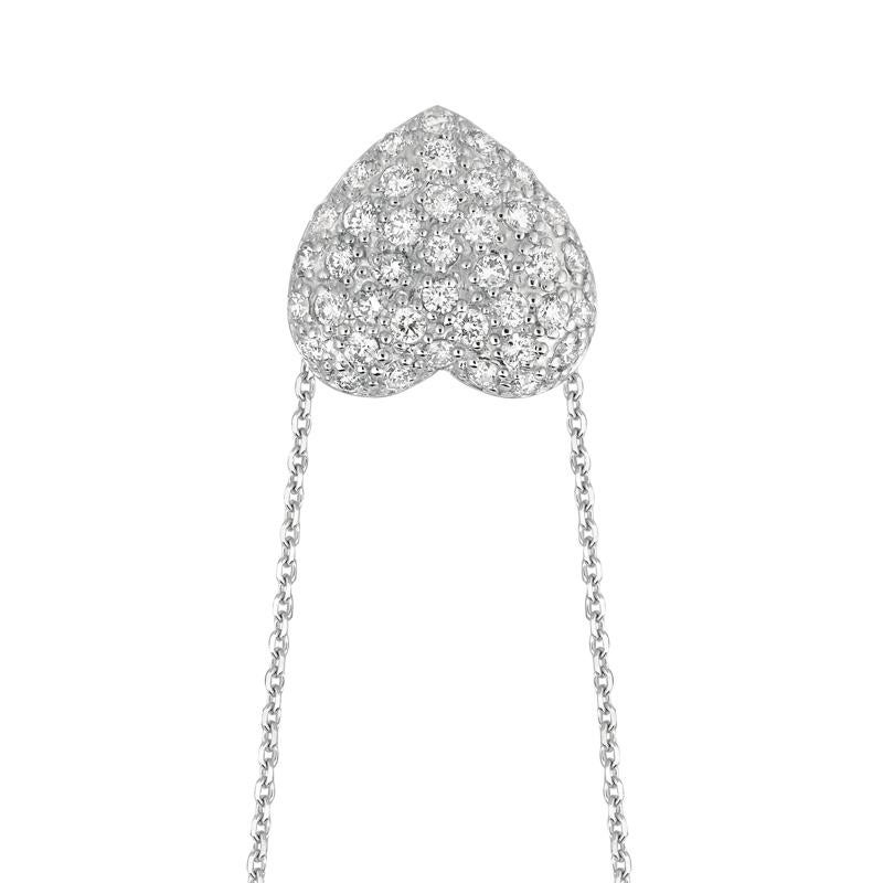 Contemporary 1.05 Carat Natural Diamond Heart Necklace Pendant 14 Karat White Gold G SI For Sale