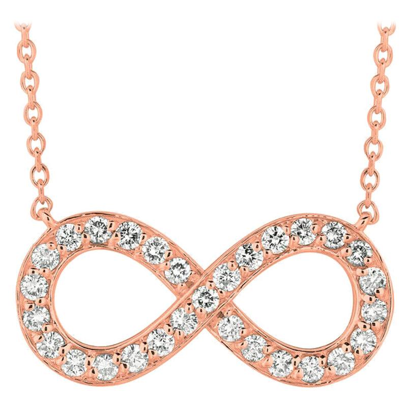 Collier pendentif Infinity en or rose 14 carats avec diamants naturels de 1,05 carat G SI