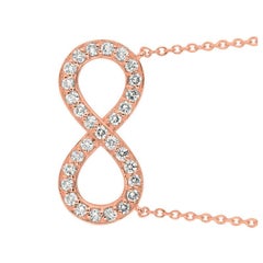 1.05 Carat Natural Diamond Infinity Necklace Pendant 14 Karat Rose Gold G SI