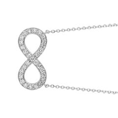 1.05 Carat Natural Diamond Infinity Necklace Pendant 14 Karat White Gold G SI
