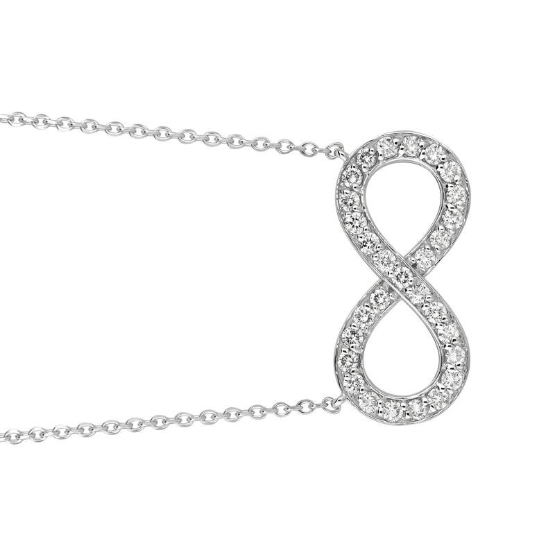 Contemporary 1.05 Carat Natural Diamond Infinity Necklace Pendant 14 Karat White Gold G SI For Sale