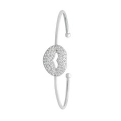 1.05 Carat Natural Diamond Lip Bangle Bracelet G-H SI 14 Karat White Gold