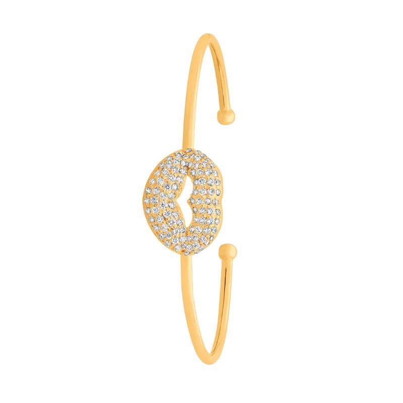 1.05 Carat Natural Diamond Lip Bangle Bracelet G SI 14K Yellow Gold

100% Natural Diamonds, Not Enhanced in any way Round Cut Flexible Diamond Bracelet
1.05CT
G-H
SI
14K Yellow Gold, Pave Style, 5 Grams
7 inches in length, 9/16 inch in width
90