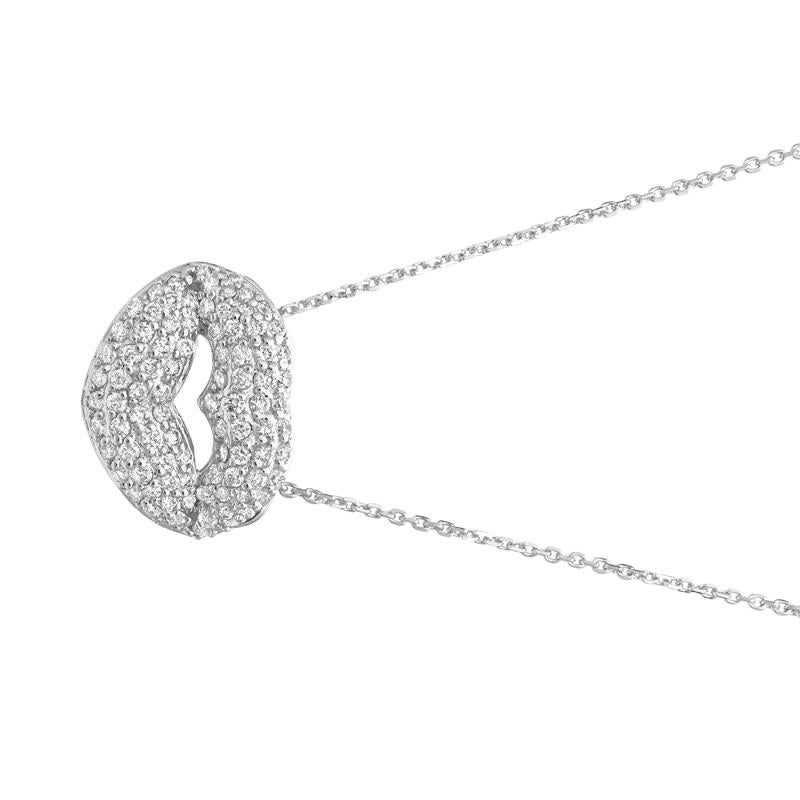 1.05 Carat Natural Diamond Lips Necklace 14K White Gold G SI 18 inches chain

100% Natural Diamonds, Not Enhanced in any way Round Cut Diamond Necklace
1.05CT
G-H
SI
9/16 inch in height, 3/4 inch in width
14K White Gold Pave style 4.4 grams
90