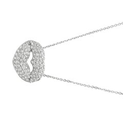 1.05 Carat Natural Diamond Lips Necklace 14 Karat White Gold G SI Chain