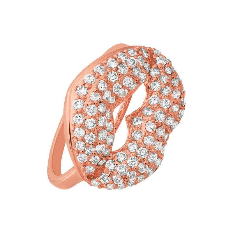 For Sale:  1.05 Carat Natural Diamond Lips Ring G SI 14 Karat Rose Gold 2