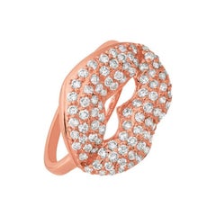 1.05 Carat Natural Diamond Lips Ring G SI 14 Karat Rose Gold
