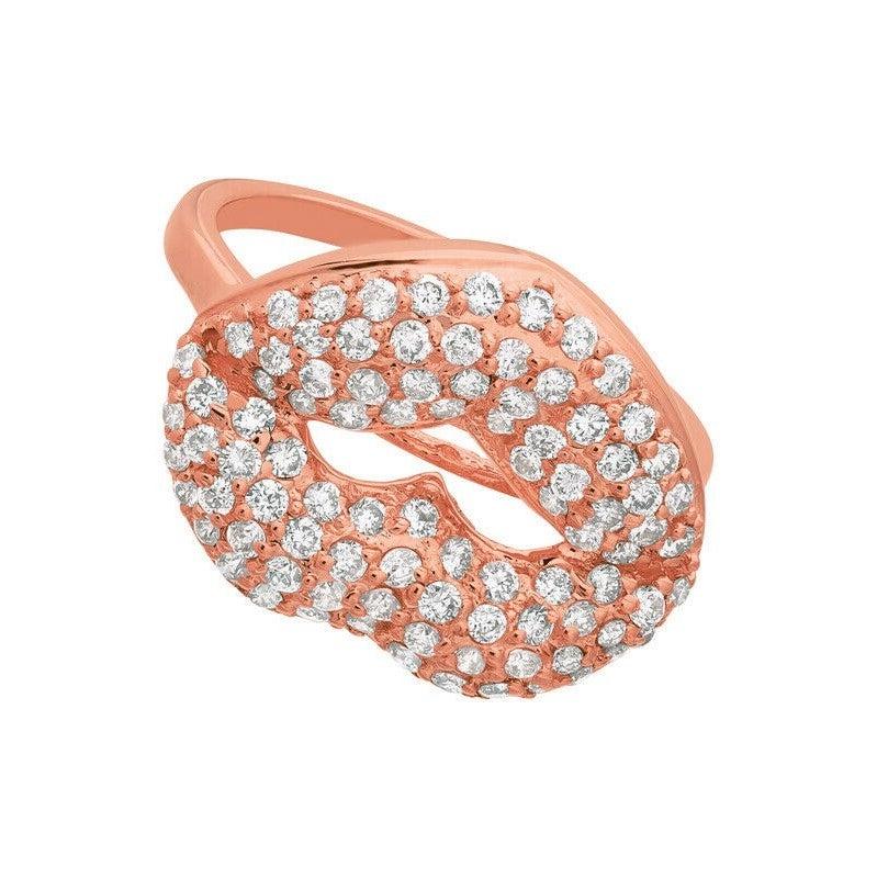 For Sale:  1.05 Carat Natural Diamond Lips Ring G SI 14 Karat Rose Gold 3