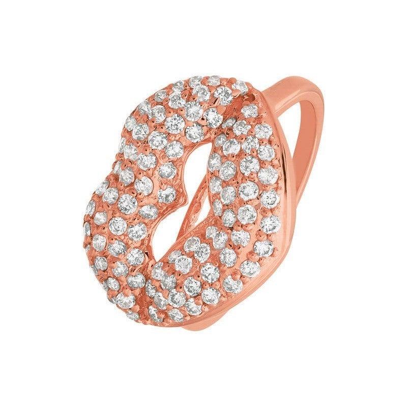 For Sale:  1.05 Carat Natural Diamond Lips Ring G SI 14 Karat Rose Gold 4