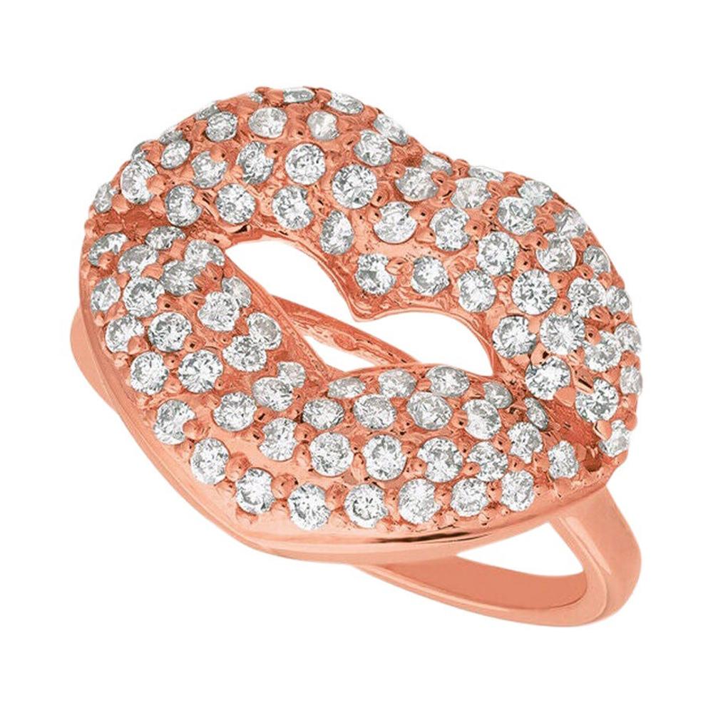 1.05 Carat Natural Diamond Lips Ring G SI 14 Karat Rose Gold