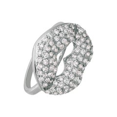 1.05 Carat Natural Diamond Lips Ring G SI 14 Karat White Gold