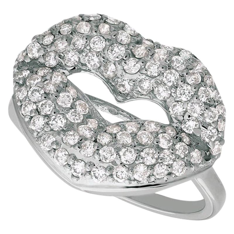 For Sale:  1.05 Carat Natural Diamond Lips Ring G SI 14 Karat White Gold