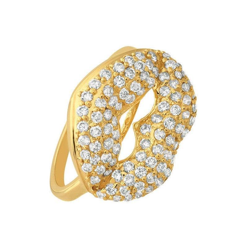 For Sale:  1.05 Carat Natural Diamond Lips Ring G SI 14 Karat Yellow Gold 2
