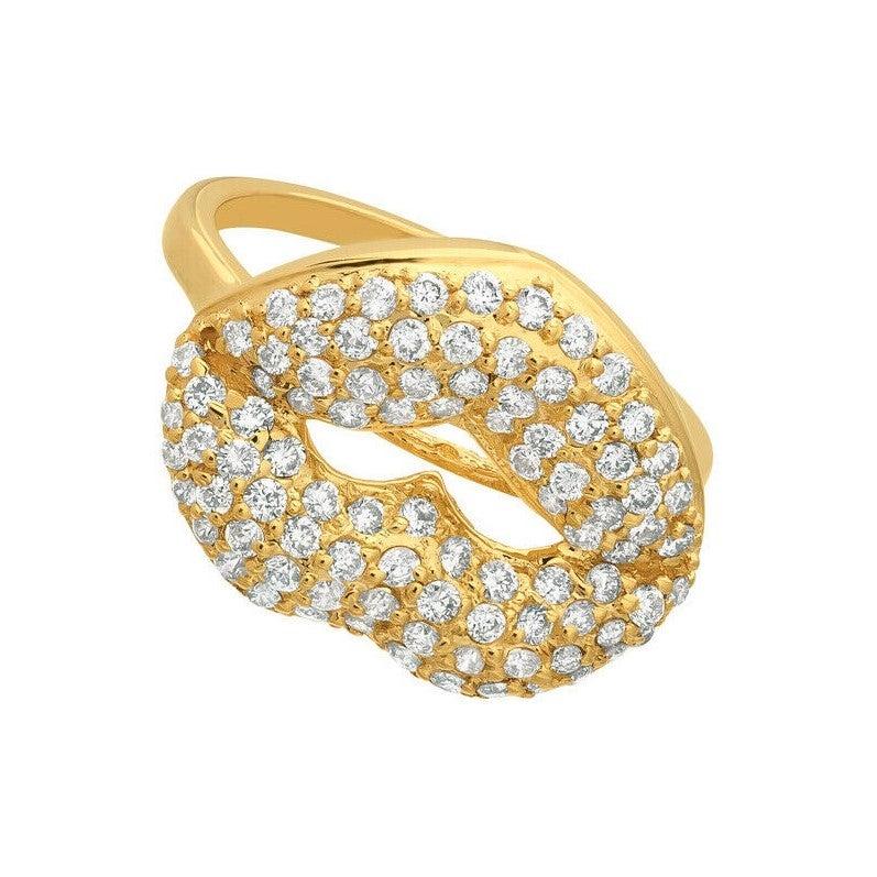 For Sale:  1.05 Carat Natural Diamond Lips Ring G SI 14 Karat Yellow Gold 3
