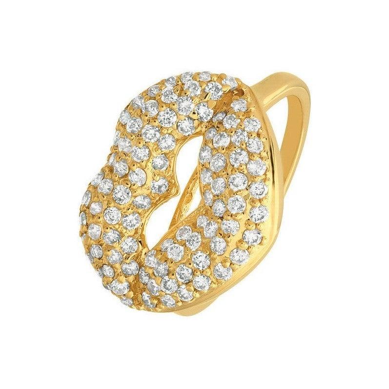 For Sale:  1.05 Carat Natural Diamond Lips Ring G SI 14 Karat Yellow Gold 4