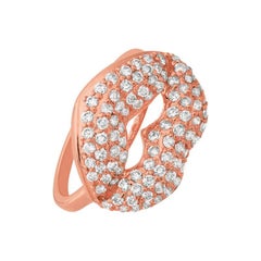 1.05 Carat Natural Diamond Lips Ring G SI 14 Karat Rose Gold