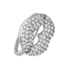 1.05 Carat Natural Diamond Lips Ring G SI 14 Karat White Gold