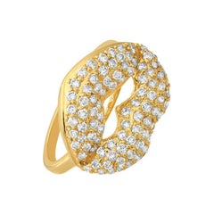 1.05 Carat Natural Diamond Lips Ring G SI 14 Karat Yellow Gold