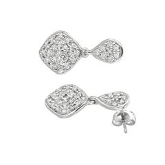 Pendientes de Gota de Diamante Natural de 1,05 Quilates en Forma de Pera y Cuadrada G SI Oro de 14 Kilates