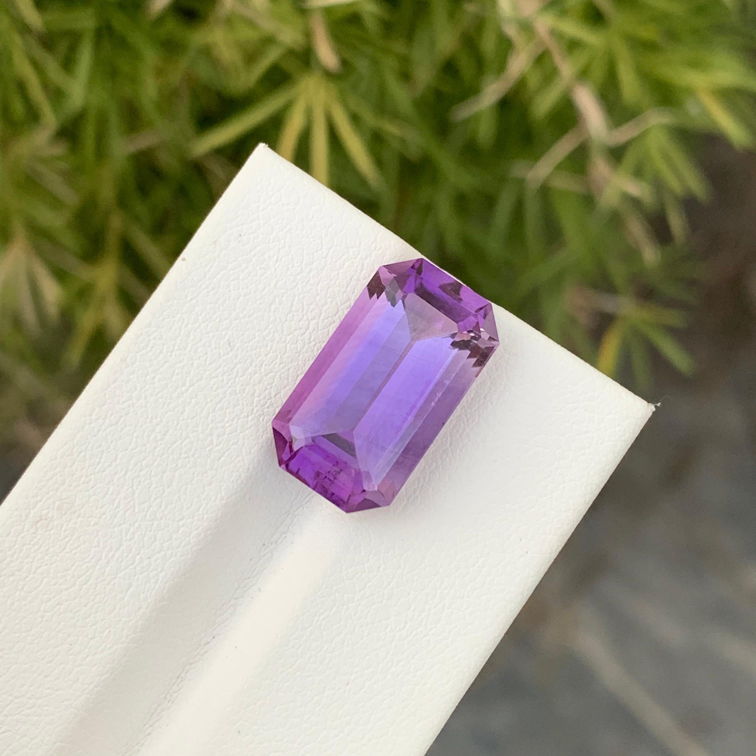 Femenino o masculino 10.5 Quilates Amatista Natural Suelta Forma Esmeralda Gema Para Collar Joyería en venta