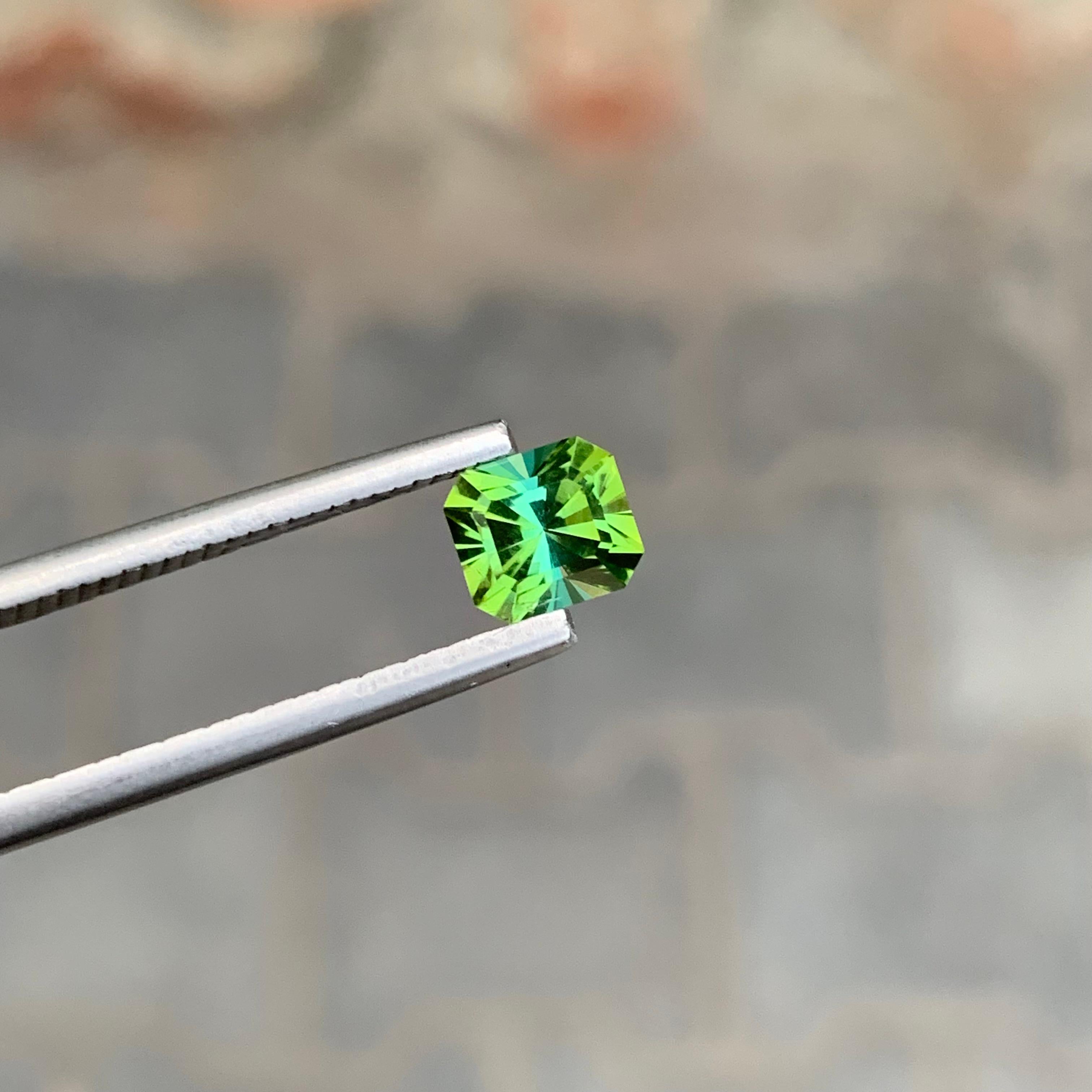 1,05 Karat natürlicher loser blau-grüner Turmalin in Smaragdform für Ring (Smaragdschliff) im Angebot
