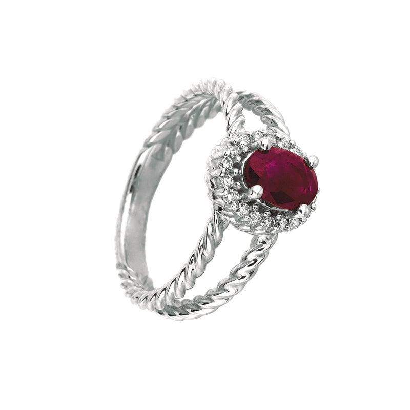 For Sale:  1.05 Carat Natural Oval Ruby & Diamond Ring 14k White Gold 2