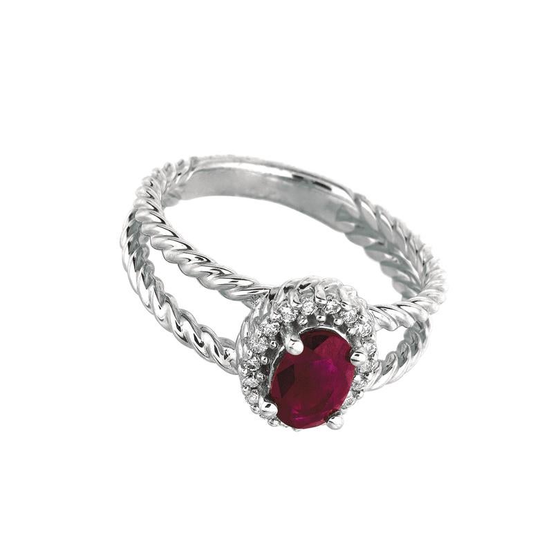 Contemporary 1.05 Carat Natural Oval Ruby & Diamond Ring 14K White Gold For Sale
