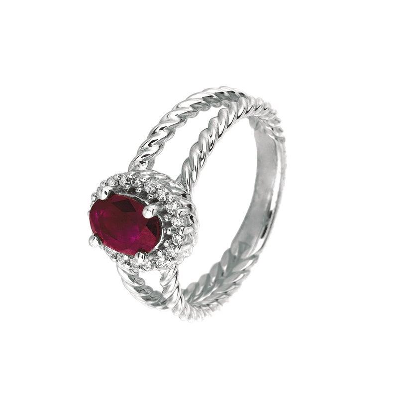 For Sale:  1.05 Carat Natural Oval Ruby & Diamond Ring 14k White Gold 4