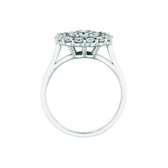 1.05 Carat Natural Round Cut Diamond Cluster Ring G SI 14 Karat White Gold