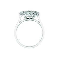 1.05 Carat Natural Round Cut Diamond Cluster Ring G SI 14 Karat White Gold