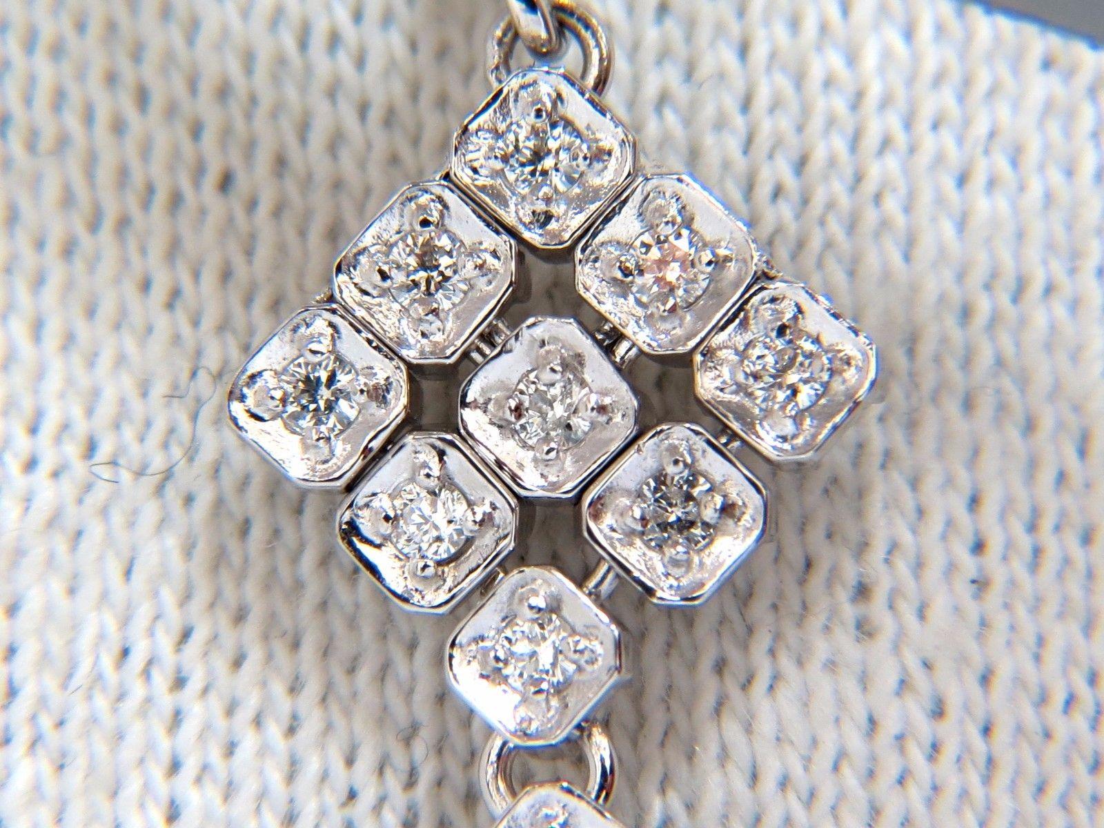 1.05 Carat Natural Round Diamonds Mesh Mount Three-Tier Dangle Earrings 14 Karat 1