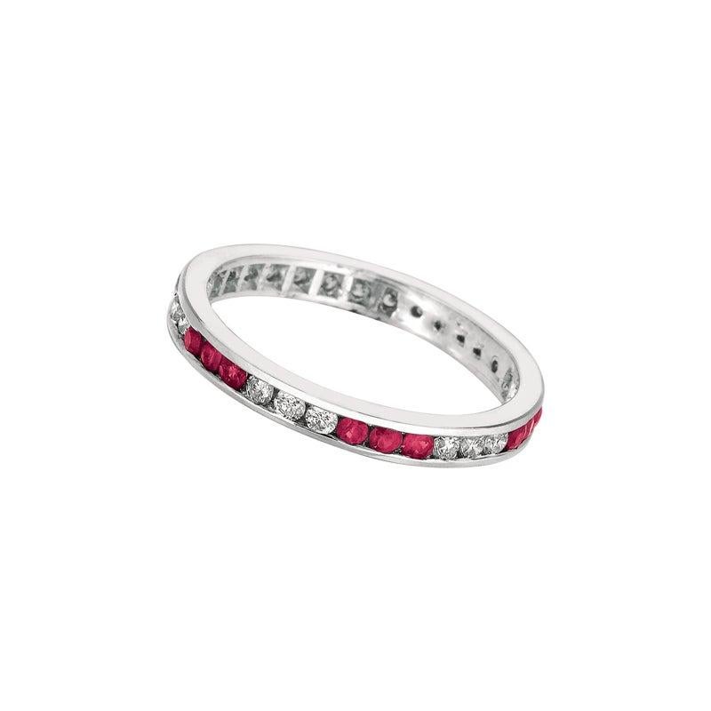 For Sale:  1.05 Carat Natural Ruby and Diamond Eternity Ring Band 14 Karat White Gold 3