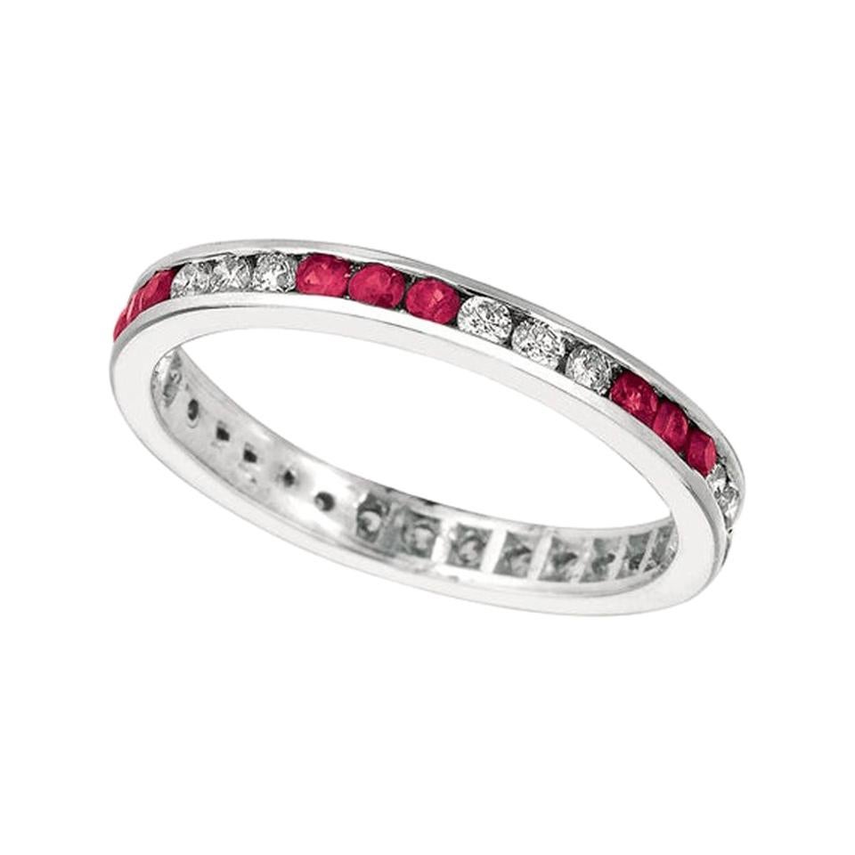 For Sale:  1.05 Carat Natural Ruby and Diamond Eternity Ring Band 14 Karat White Gold