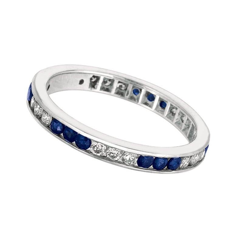 For Sale:  1.05 Carat Natural Sapphire and Diamond Eternity Ring Band 14 Karat White Gold 3