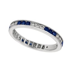 Anillo Eternidad Zafiro Natural y Diamante 1,05 Quilates Oro Blanco 14 Kilates